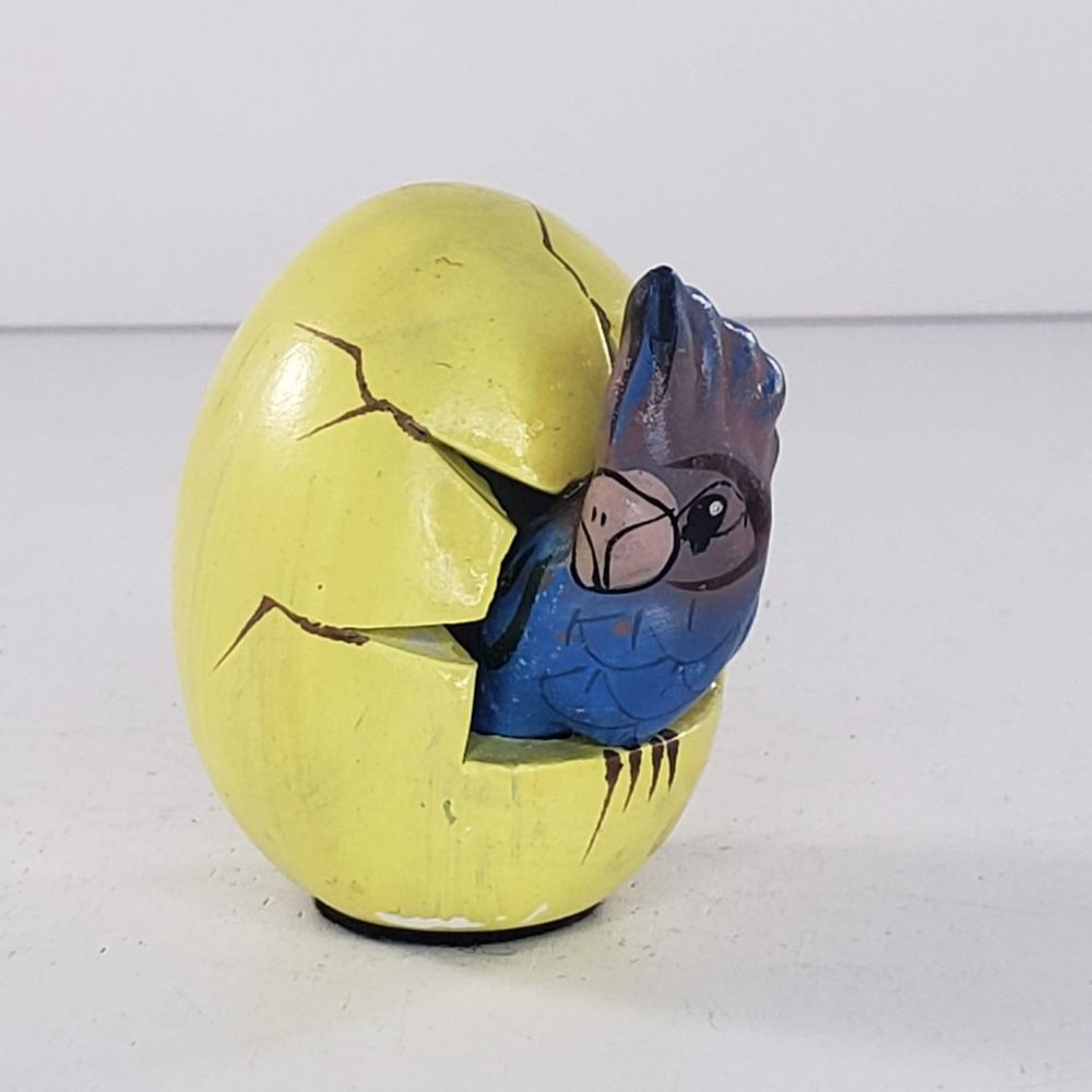 Tonala Mexican Pottery Hatching Egg Parrot Bird Figurine